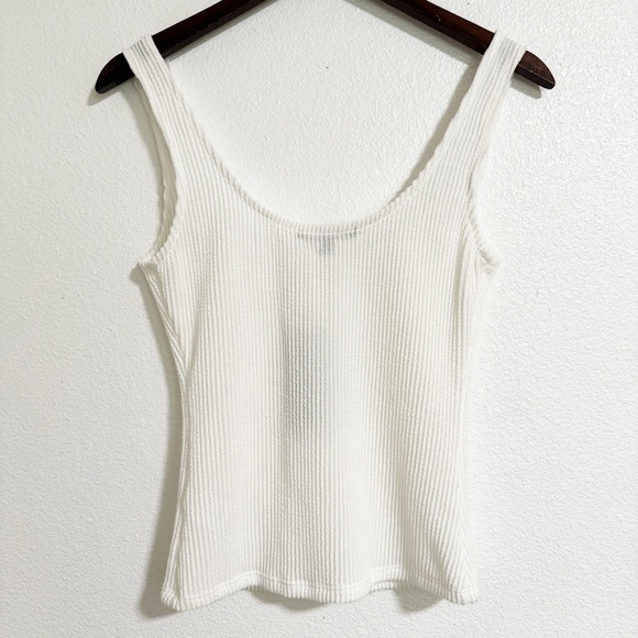 Lulus Elevated Energy Ivory Ribbed Notched Tank - Picture 4 of 13